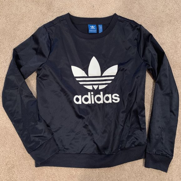 Adidas Satin Trefoil Crew-neck Sweatshirt - Picture 1 of 6
